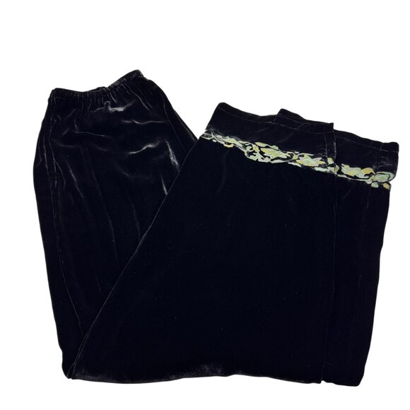 Citron Santa Monica Velvet Wide Leg Crop Culottes Pants SZ M Whimsigoth Boho - Picture 11 of 12